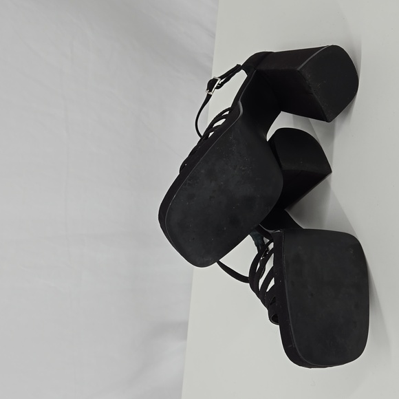 Mudd Vintage 90s Strappy Satin High Heels Black Ankle Strap Shoe Size 7 - Picture 11 of 11